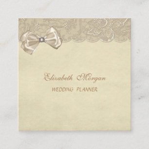 Elegant Stylish Sophisticated,Bow,Lace Square Business Card