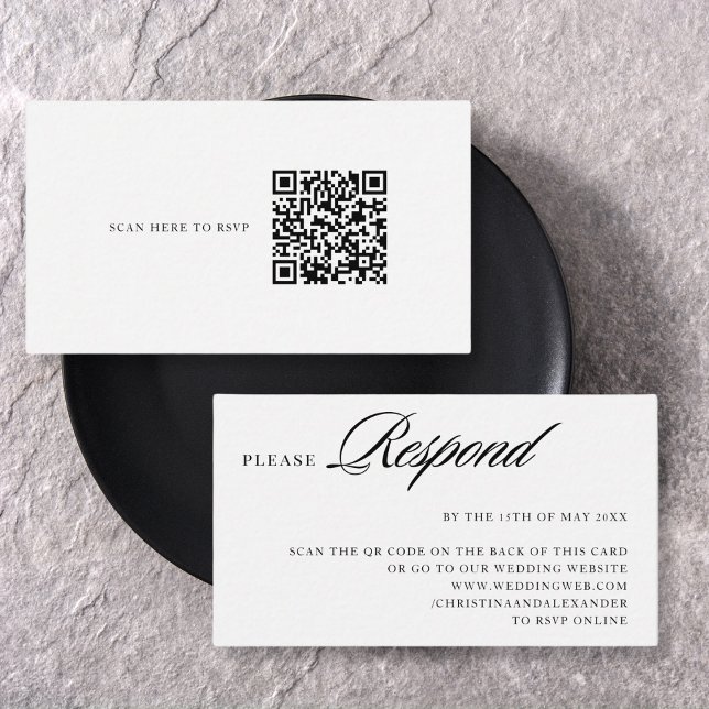 Elegant Stylish Sophisticated QR Code RSVP Enclosure Card (Creator Uploaded)