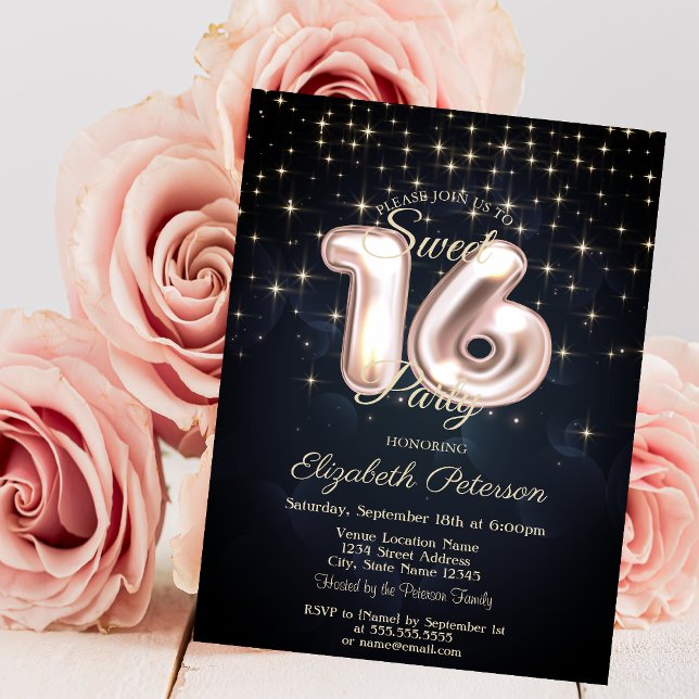 Elegant Stylish Stars Sweet 16 Invitation (Creator Uploaded)