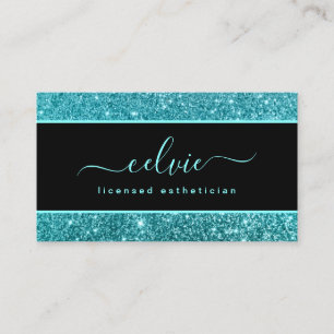 Elegant Stylish Teal Glitter Sparkle Business Card