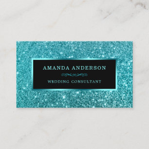 Elegant Stylish Teal Glitter Sparkle Business Card