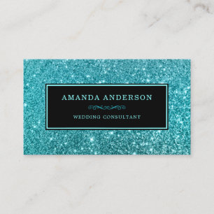 Elegant Stylish Teal Glitter Sparkle Business Card