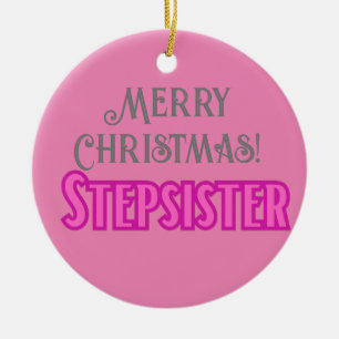 Elegant Stylish Text Merry Christmas Stepsister Ceramic Tree Decoration
