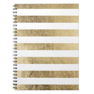 Elegant stylish trendy faux gold modern stripe notebook