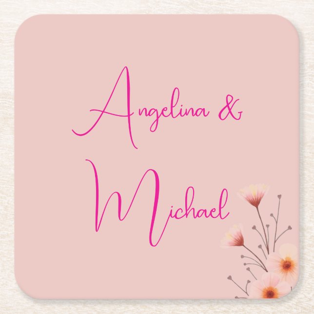 Elegant Stylish Trendy Handwriting Script Name Square Paper Coaster (Front)
