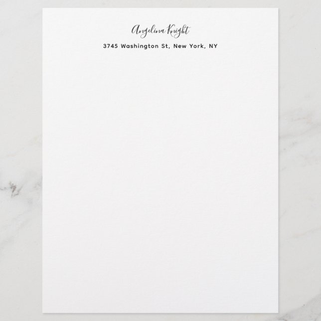 Elegant Stylish Trendy Unique Handwriting Script Custom Letterhead (Front)