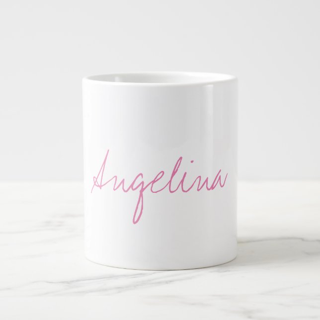 Elegant Stylish Trendy Unique Handwriting Script Large Coffee Mug (Front)