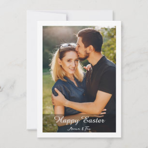 Elegant Stylish Watercolor Photo Happy Easter Holiday Card