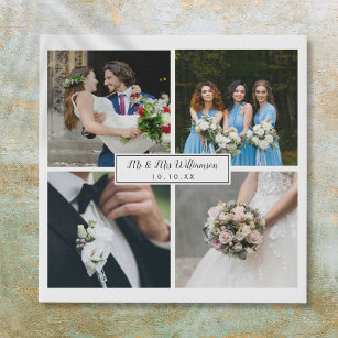 Elegant Stylish Wedding Photos Collage Faux Canvas Print