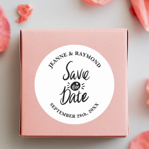 Elegant Stylish Wedding Save the date Classic Round Sticker