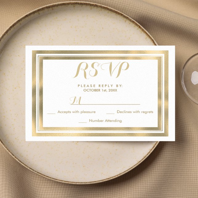 Elegant stylish white gold frame RSVP (Elegant stylish white gold frame RSVP)