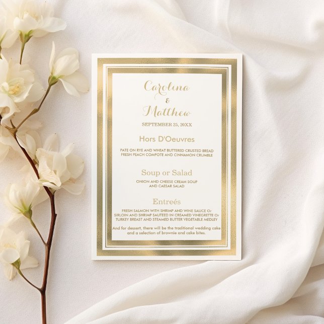 Elegant stylish white gold frame Wedding Menu (Elegant stylish white gold frame Wedding Menu)