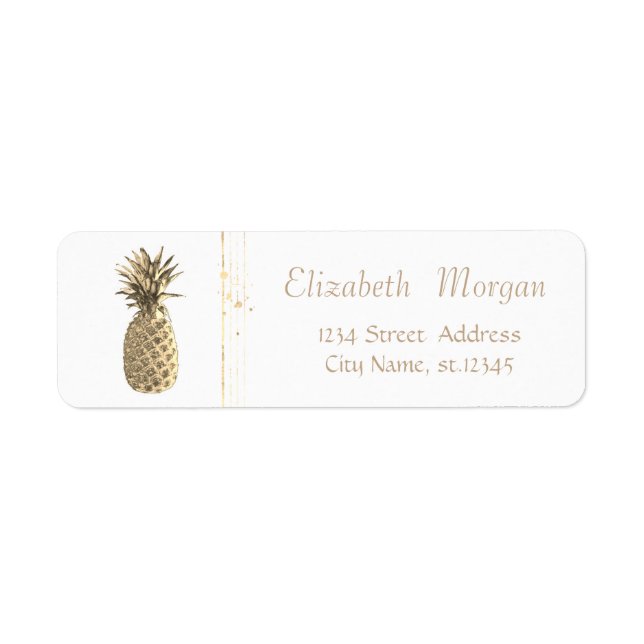 Elegant Stylish,White,Gold Pineaple (Front)