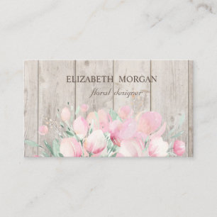 Elegant Stylish Wood Texture,Flowers Business Card