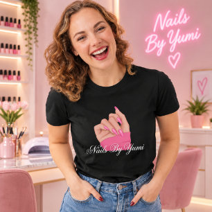 Elegant Stylist Black & Pink Nail Artist Uniform Tri-Blend Shirt