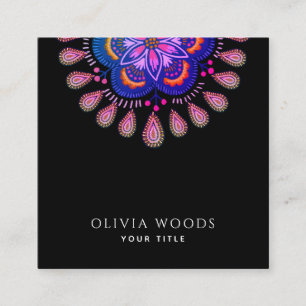 Elegant Stylized Mandala Square Business Card