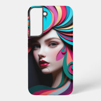 Elegant Stylized Woman Portrait with Colorful Flow