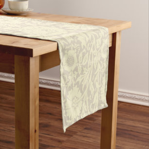 Elegant Subtle Beige Cream Floral Pattern Short Table Runner