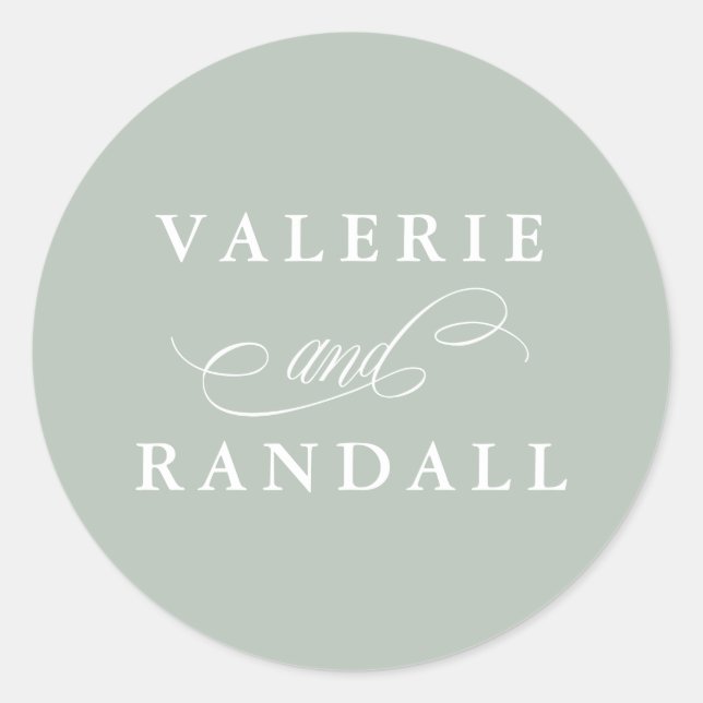 Elegant Subtle Green Wedding Envelope Seal (Front)