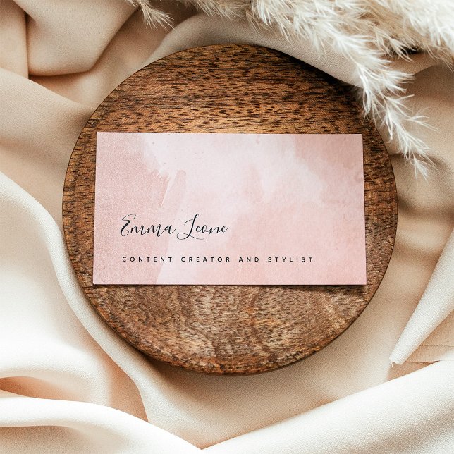 Elegant Subtle Peach Watercolor Business Card (Creator Uploaded)