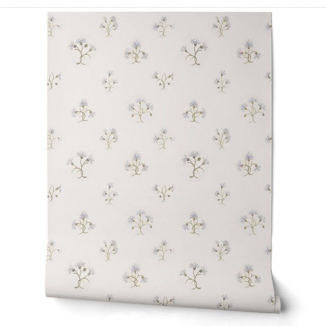 Elegant Subtle Vintage Botanical Floral Pattern Wallpaper (Unrolling)