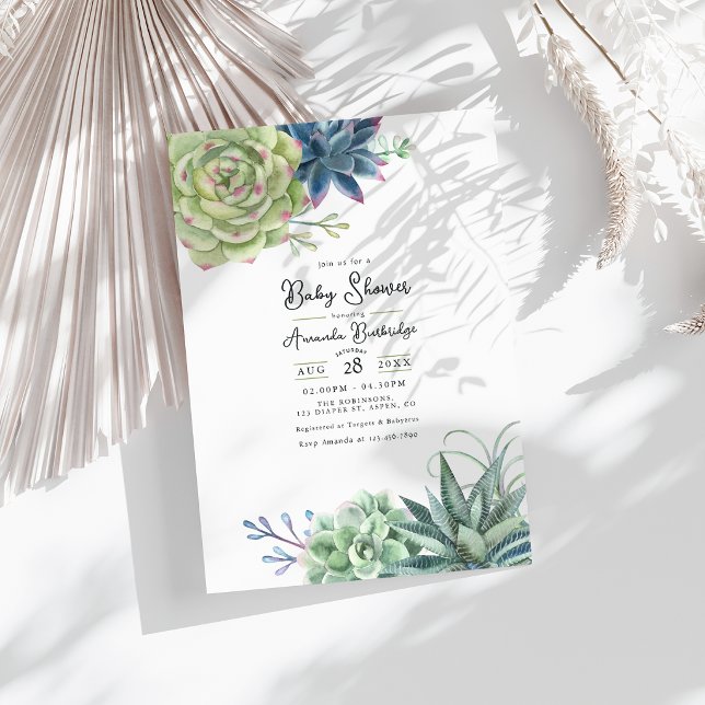 Elegant Succulent Baby Shower Invitation (Elegant Succulent Baby Shower Invitation)