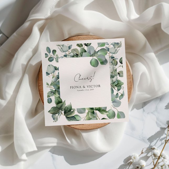 Elegant Succulent Eucalyptus Greenery Wedding Napkin (Creator Uploaded)