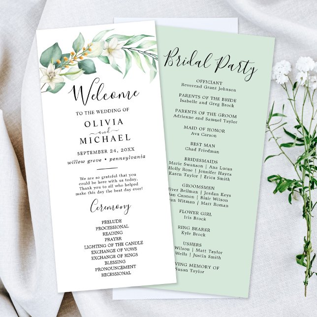 Elegant Succulent Greenery Wedding Program (Creator Uploaded)