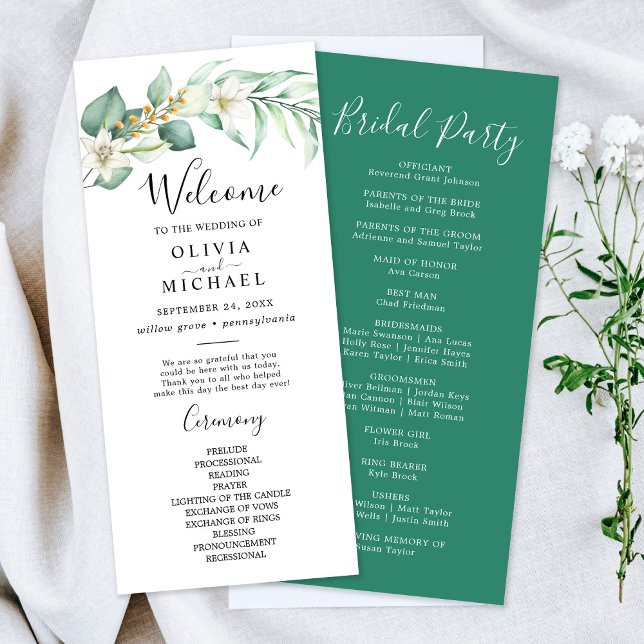 Elegant Succulent Greenery Wedding Program (Creator Uploaded)