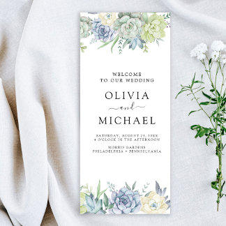 Elegant Succulent Greenery Wedding Program Flyer