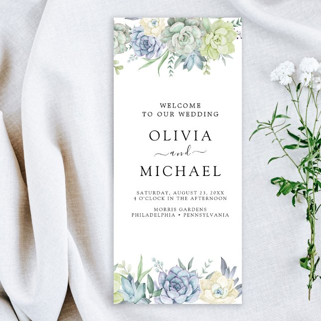 Elegant Succulent Greenery Wedding Program Flyer (Creator Uploaded)