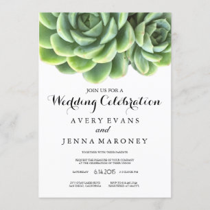 Elegant Succulent Plant Wedding Invitation