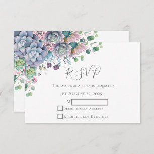 Elegant Succulent Watercolor Greenery Wedding RSVP