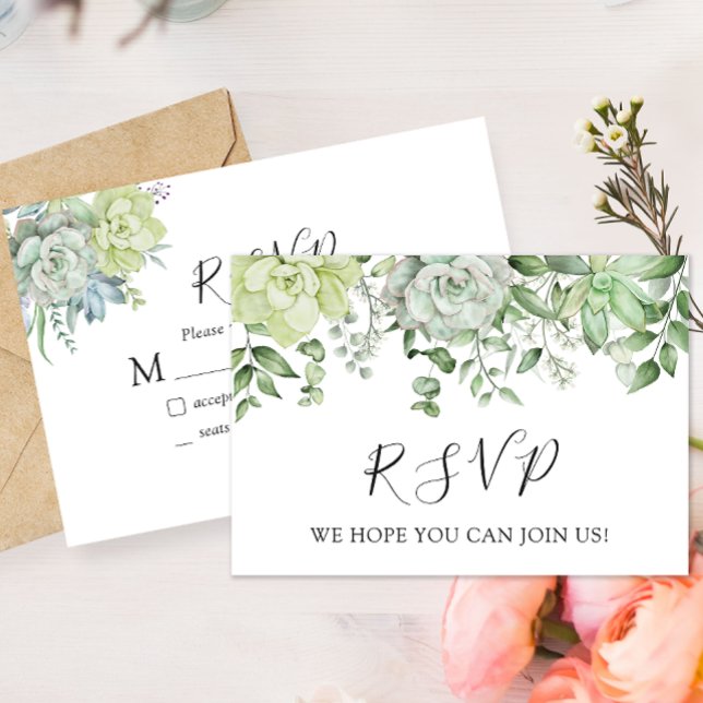 Elegant Succulent Wedding RSVP Response Card (Creator Uploaded)