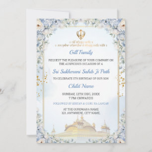 Elegant Sukhmani Sahib Ji Path Birthday Invitation