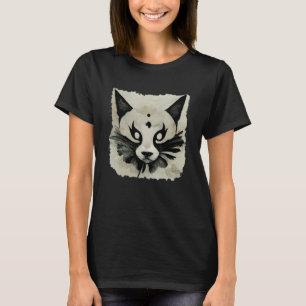 Elegant Sumi E Ink Lynx Cat Asian Aesthetic T-Shirt