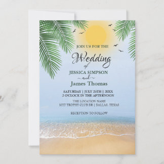 Elegant Summer Blue Ocean Beach Invitation