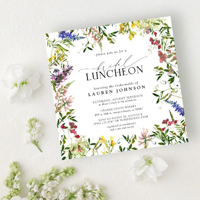 Elegant Summer Bridal Luncheon Floral Wildflower  Invitation (Creator Uploaded)