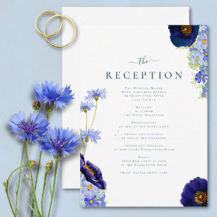 Elegant Summer Floral Blue Wedding Reception Enclosure Card