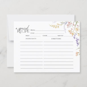 Elegant Summer Floral Flowers Recipe Cards