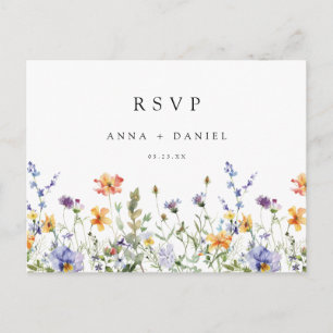 Elegant Summer Floral Wedding RSVP Postcard
