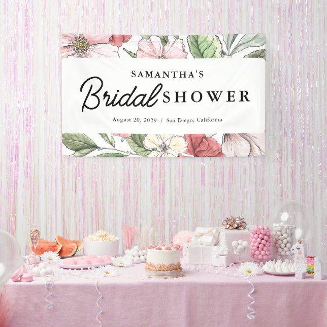 Elegant Summer Flowers Bridal Shower Banner (Party)