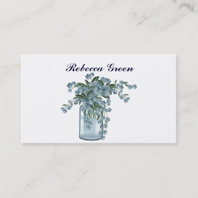 elegant summer garden blue wildflower wedding business card (Front)