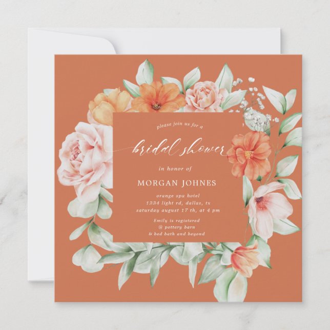 elegant summer garden floral Bridal Shower  (Front)