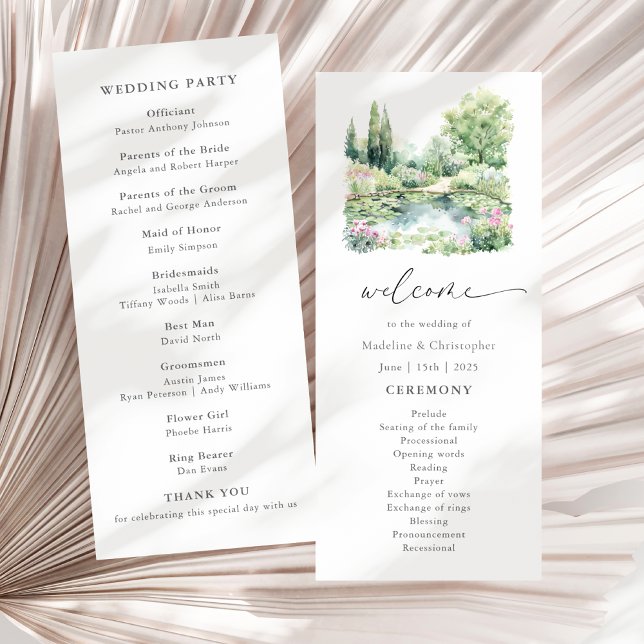 Elegant Summer Garden Landscape Wedding Program (Creator Uploaded)