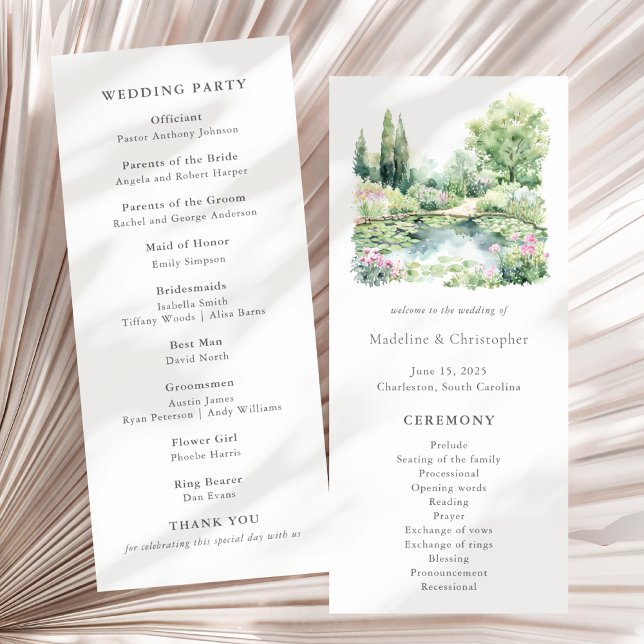 Elegant Summer Garden Landscape Wedding Program (Creator Uploaded)