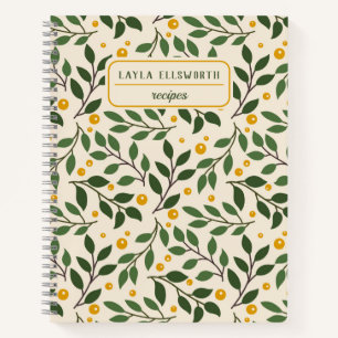 Elegant Summer Greenery Personalised Recipe Notebook