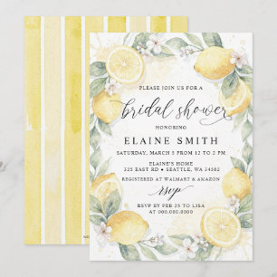 Elegant Summer Lemon Lime Citrus Bridal Shower  Invitation