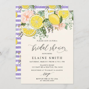 Elegant Summer Lemon Lime Citrus Bridal Shower  Invitation
