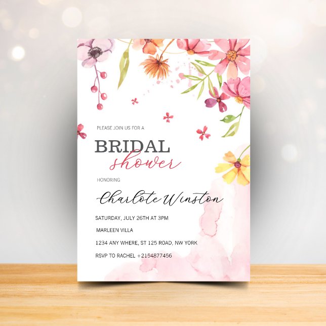 Elegant Summer Meadow Wildflowers Bridal Shower Invitation (Creator Uploaded)